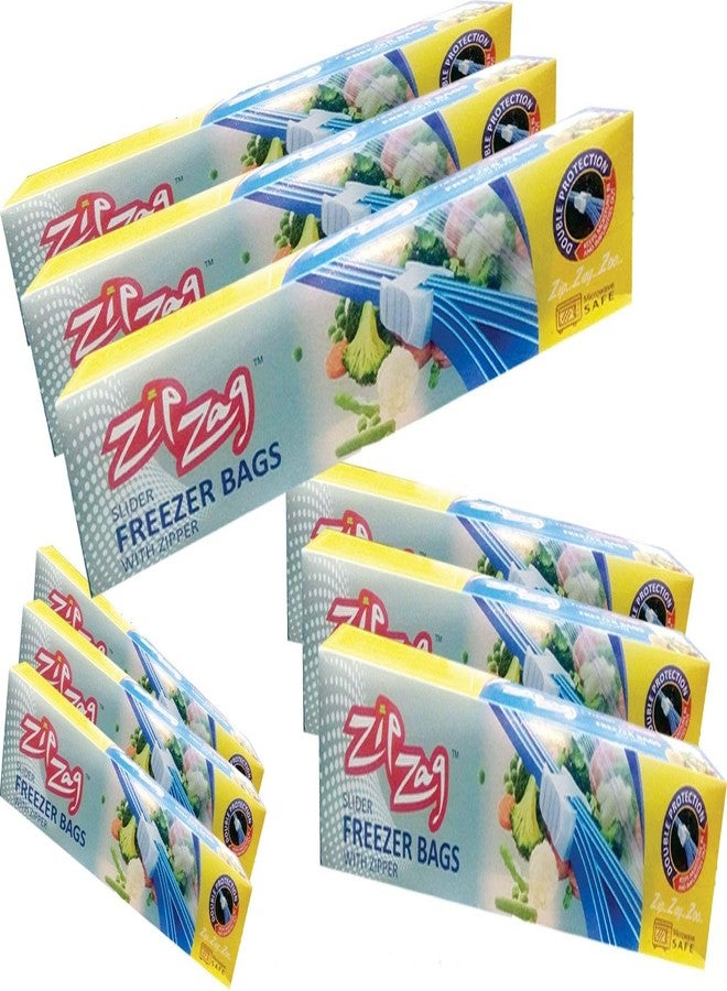 ZIPZAG Zipper Seal Freezer Food Storage Bags Combo Pack(30 Small+ 30 Medium+ 30 Large = 90 Bags),Freezer & Microwave Safe, Convinient & Re-Usable Bags - Image 1